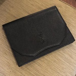 Saint Laurent Rare Grained Black Envelope Clutch